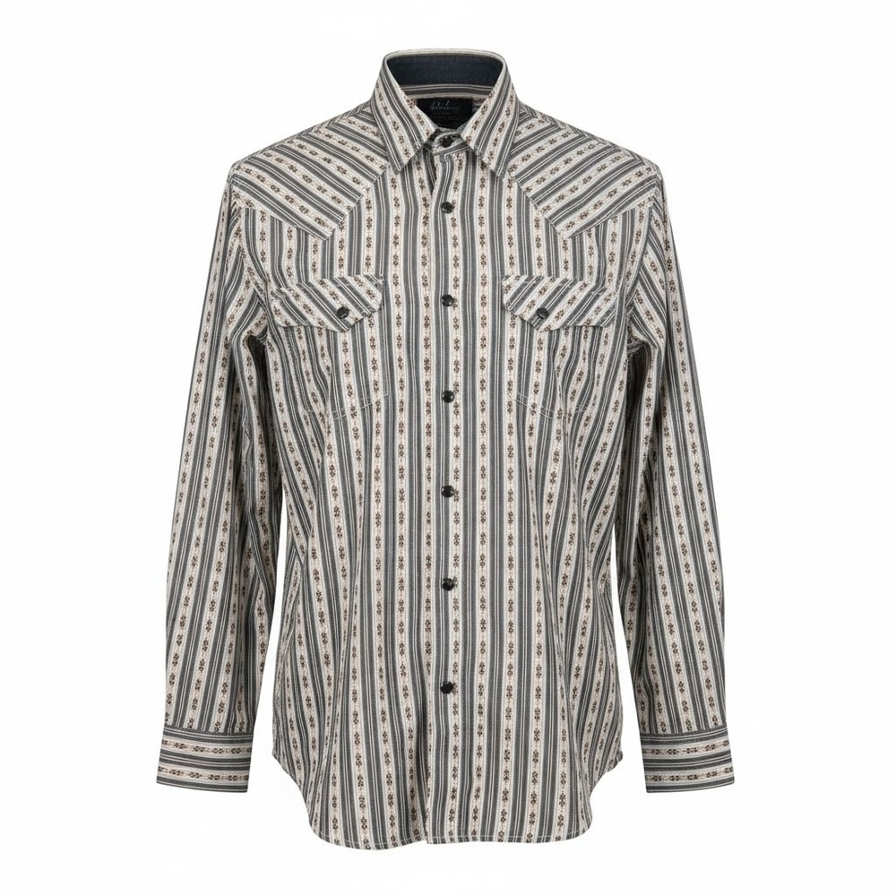 Moonshine Spirit Brad Paisley Mens Large Western Pearl Snap Stripe Shirt L